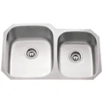 32" L x 20-5/8" W x 9" D Undermount 18 Gauge Stainless Steel 60/40 Double Bowl Sink