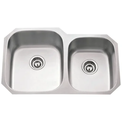 32" L x 20-5/8" W x 9" D Undermount 18 Gauge Stainless Steel 60/40 Double Bowl Sink
