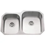 32" L x 20-5/8" W x 9" D Undermount 18 Gauge Stainless Steel 40/60 Double Bowl Sink
