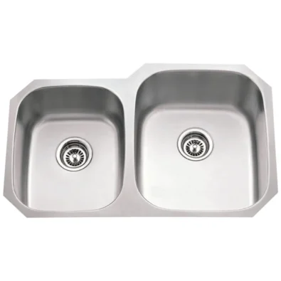32" L x 20-5/8" W x 9" D Undermount 18 Gauge Stainless Steel 40/60 Double Bowl Sink