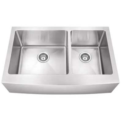 35-7/8" L x 20-3/4" W x 10" D Apron-front/Farmhouse Front 16 Gauge Stainless Steel 60/40 Double Bowl Sink