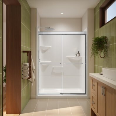 Misca 51-55 x 71 in. 6mm Bypass Shower Door for Alcove Installation with Clear glass in Chrome