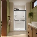 Misca 40-44 x 71 in. 6mm Bypass Shower Door for Alcove Installation with Clear glass in Matte Black