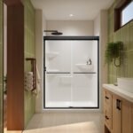 Misca 51-55 x 71 in. 6mm Bypass Shower Door for Alcove Installation with Clear glass in Matte Black