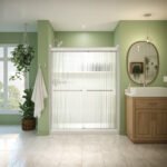 Misca 55-59 x 71 in. 6mm Bypass Shower Door for Alcove Installation with Fluted glass in Brushed Nickel