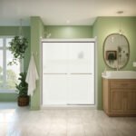 Misca 55-59 x 71 in. 6mm Bypass Shower Door for Alcove Installation with Frosted glass in Brushed Nickel