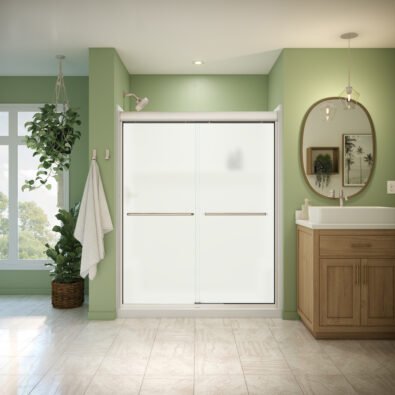 Misca 55-59 x 71 in. 6mm Bypass Shower Door for Alcove Installation with Frosted glass in Brushed Nickel