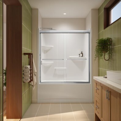 Misca 51-55 x 57 in. 6mm Bypass Tub Door for Alcove Installation with Clear glass in Chrome