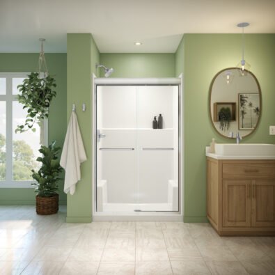 Misca 43-47 x 71 in. 6mm Bypass Shower Door for Alcove Installation with Clear glass in Chrome