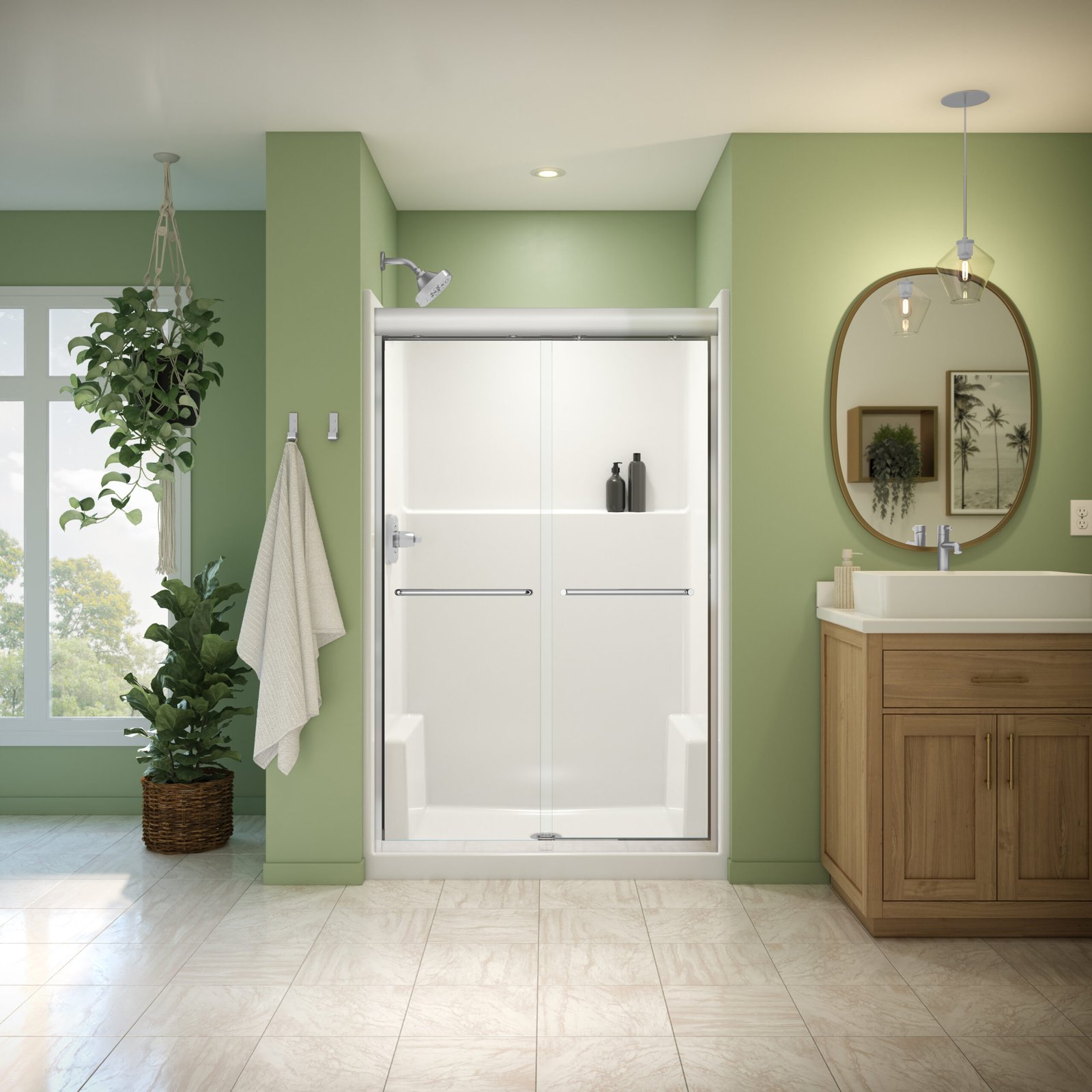 Misca 43-47 x 71 in. 6mm Bypass Shower Door for Alcove Installation with Clear glass in Chrome