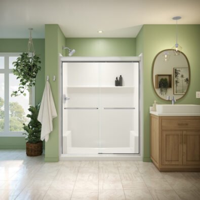 Misca 55-59 x 71 in. 6mm Bypass Shower Door for Alcove Installation with Clear glass in Chrome