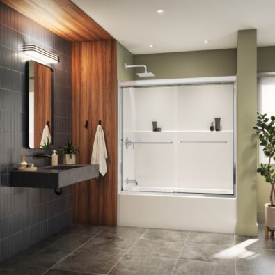 Misca 55-59 x 57 in. 6mm Bypass Tub Door for Alcove Installation with Clear glass in Chrome