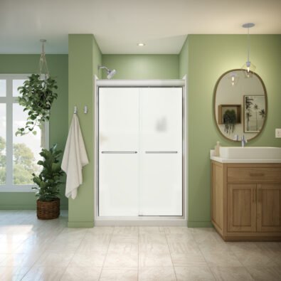 Misca 43-47 x 71 in. 6mm Bypass Shower Door for Alcove Installation with Frosted glass in Chrome