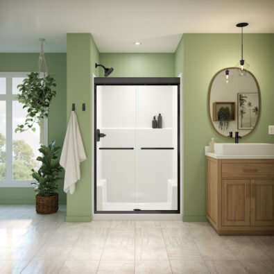 Misca 43-47 x 71 in. 6mm Bypass Shower Door for Alcove Installation with Clear glass in Matte Black