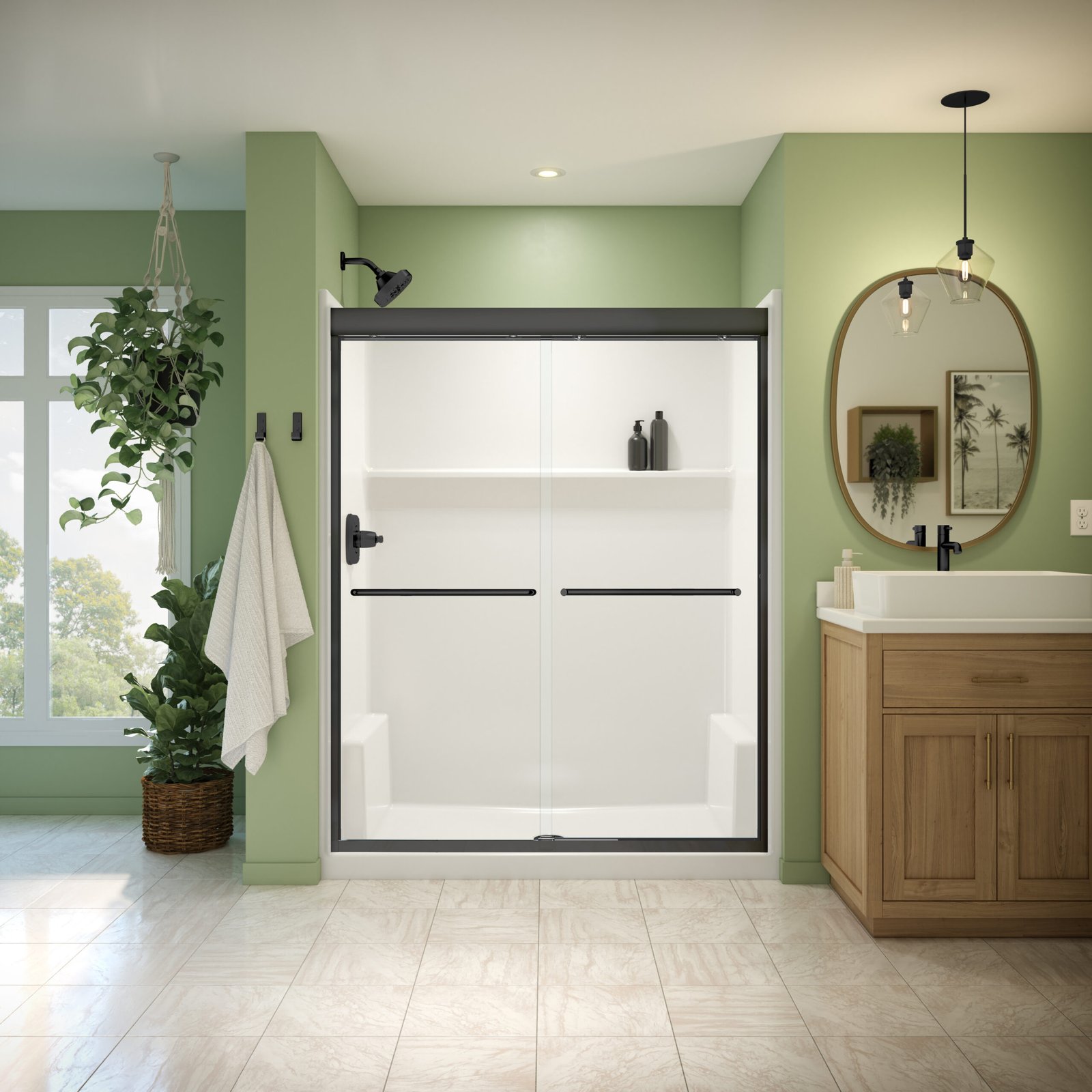 Misca 55-59 x 71 in. 6mm Bypass Shower Door for Alcove Installation with Clear glass in Matte Black