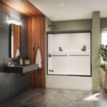 Misca 55-59 x 57 in. 6mm Bypass Tub Door for Alcove Installation with Clear glass in Matte Black