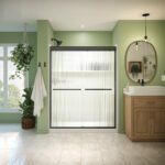 Misca 55-59 x 71 in. 6mm Bypass Shower Door for Alcove Installation with Fluted glass in Matte Black