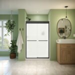 Misca 43-47 x 71 in. 6mm Bypass Shower Door for Alcove Installation with Frosted glass in Matte Black