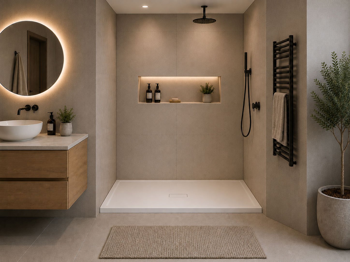 Shower Base in White with center drain