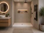 Shower Base in White with center steel drain