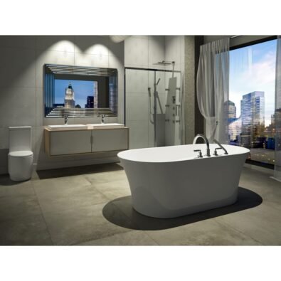 Baden 3260 AFR Acrylic Freestanding Center Drain Mass-Air Bathtub in White