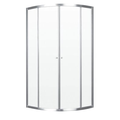 Barolo Neo-Round 36 x 36 x 36 in. 4 mm Sliding Shower Door for Corner Installation with Clear Glass in Chrome