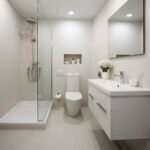 Rouge 4836 Acrylic Left Corner Shower Base in White with Center Drain