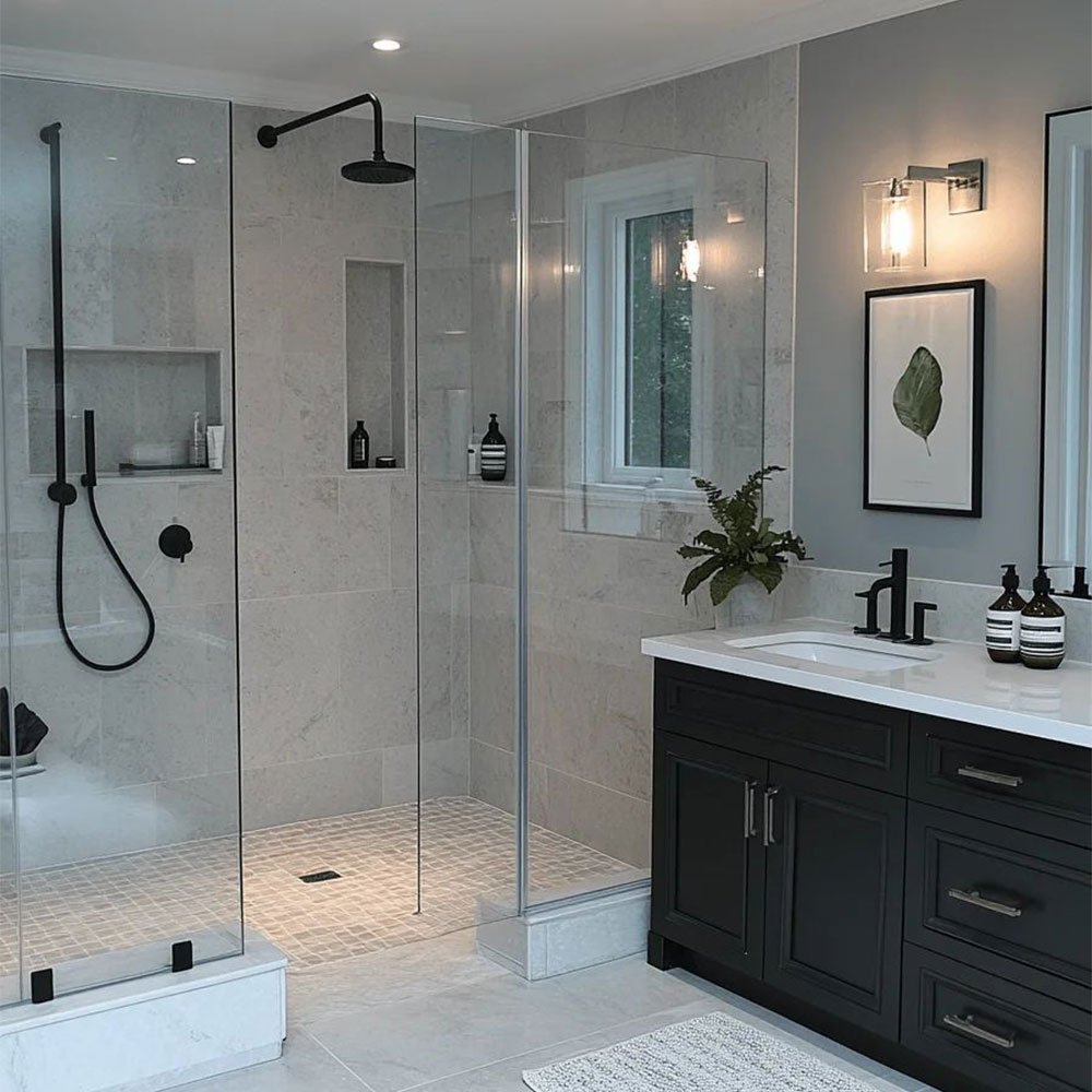 Rouge 6036 Acrylic Left Corner Shower Base in White with Center Drain