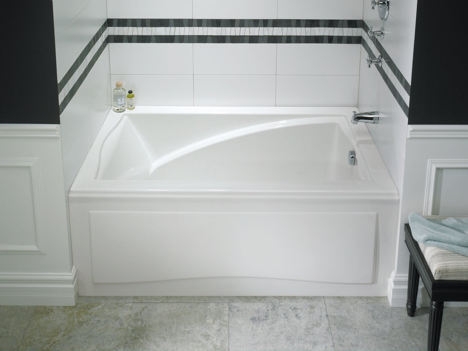 Delight 6032 IFS Acrylic Alcove Left Drain Mass-Air & Activ-Air Bathtub in White
