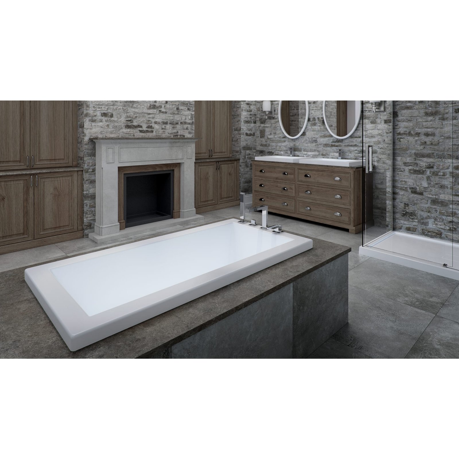 Flory de Colt 7760 Acrylic Drop-in End Drain Whirlpool & Activ-Air Bathtub in White