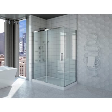 Impact 4836 Acrylic Left Corner Shower Base in White with Center Drain