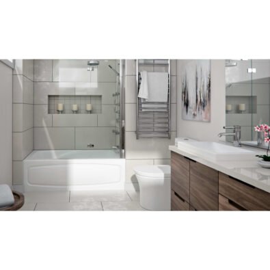 Juna 3060 IFS Acrylic Alcove Right-Hand Drain Whirlpool Bathtub in White