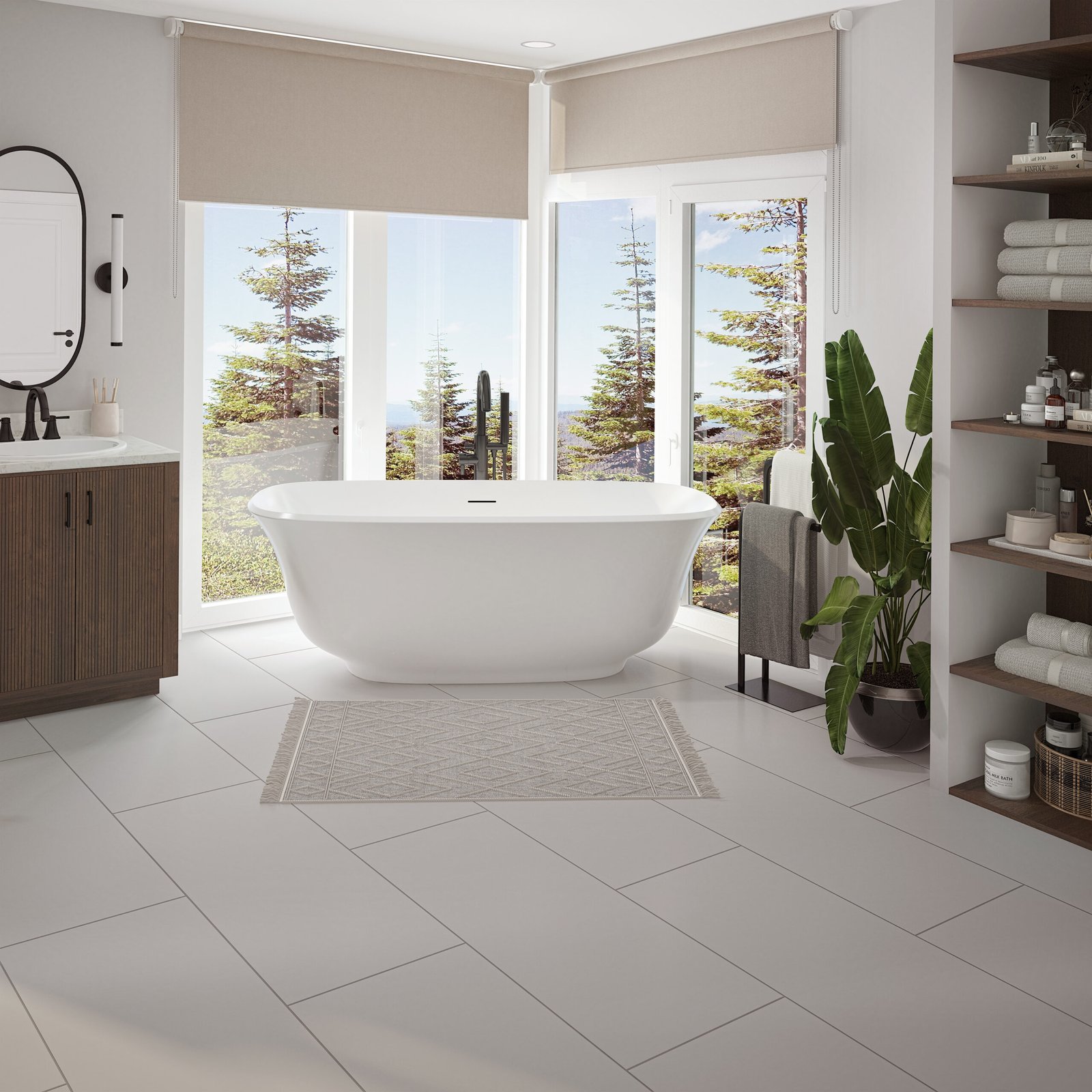 Arta 6731 Acrylic Freestanding Center Drain Bathtub in White