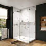 Axion 60 x 36 x 78 3/4 in. 8mm Sliding Shower Door with Towel Bar for Corner Installation with Clear glass in Chrome