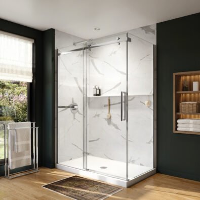 Axion 60 x 36 x 78 3/4 in. 8mm Sliding Shower Door for Corner Installation with Clear glass in Chrome