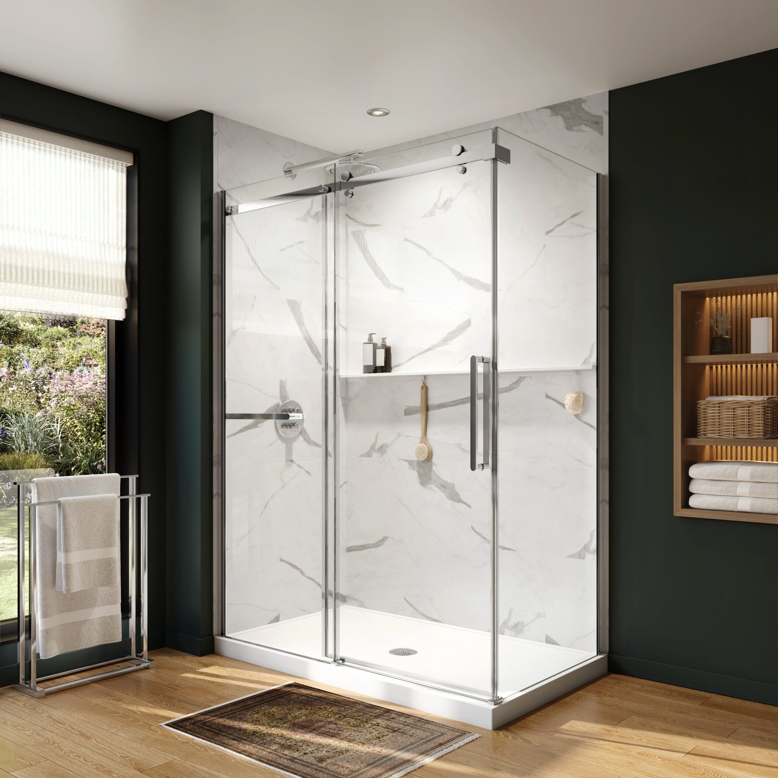 Axion 60 x 36 x 78 3/4 in. 8mm Sliding Shower Door for Corner Installation with Clear glass in Chrome