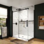 Axion 60 x 36 x 78 3/4 in. 8mm Sliding Shower Door with Towel Bar for Corner Installation with Clear glass in Matte Black