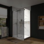 Axion Return Panel for 32 in. Base with Clear glass in Chrome