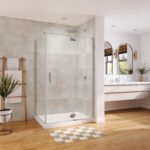Azelia 48 x 32 x 74 in. 6mm Pivot Shower Door for Corner Installation with Clear glass in Chrome