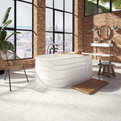 Batumi 6731 AFR Acrylic Freestanding Double Ended Center Drain Bathtub in White