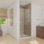 Belaya 32-36 x 72 in. 6mm Pivot Shower Door for Alcove Installation with Clear Glass in Chrome