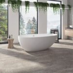 Braga 6329 AFR Solid Surface Freestanding Center Drain Bathtub in Matte White