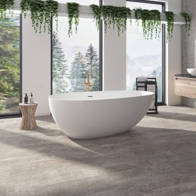 Braga 6329 AFR Solid Surface Freestanding Center Drain Bathtub in Matte White