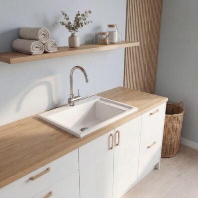Eco 2420 Acrylic Drop-In Single Bowl Laundry Sink in White