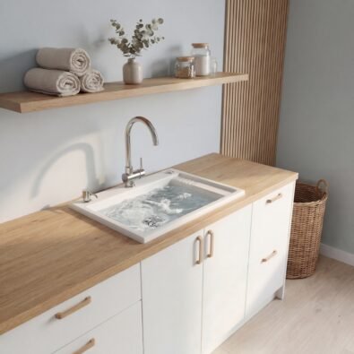 Eco 2420 Acrylic Drop-In Single Bowl Laundry Sink in White with Activ-Air