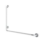 30 in. x 40 in. Right L-Shaped Peened Grab Bar with Flange in Chrome