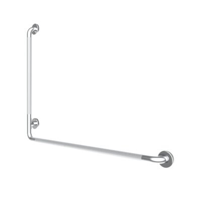 30 in. x 40 in. Right L-Shaped Peened Grab Bar with Flange in Chrome