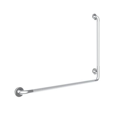 30 in. x 40 in. Left L-Shaped Peened Grab Bar with Flange in Chrome