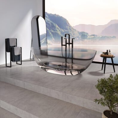 Mosta 6732 AFR Solid Surface Freestanding Double Ended Center Drain Clear Bathtub