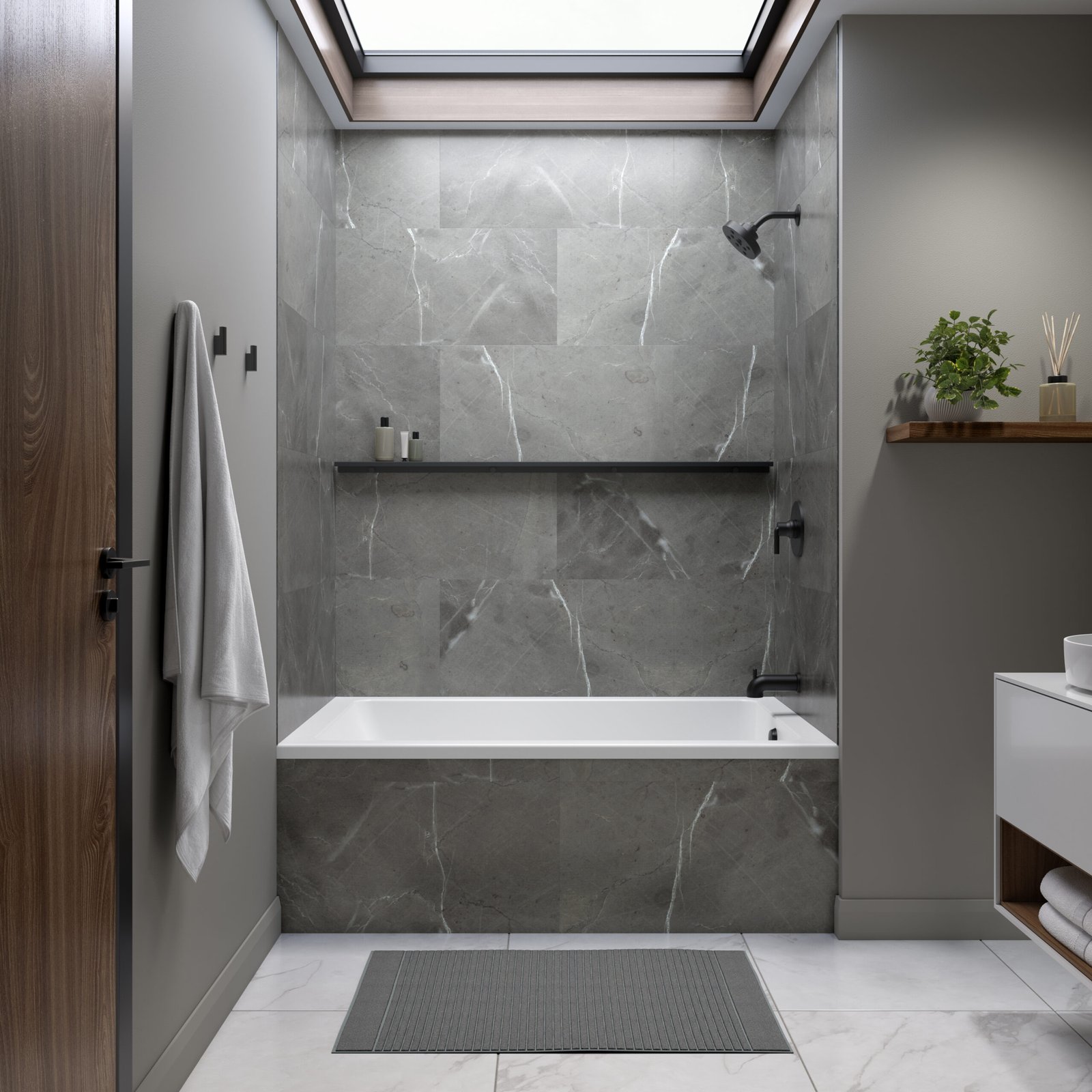 Pia 3660 IF AFR Acrylic Alcove Left-Hand Drain Bathtub in White